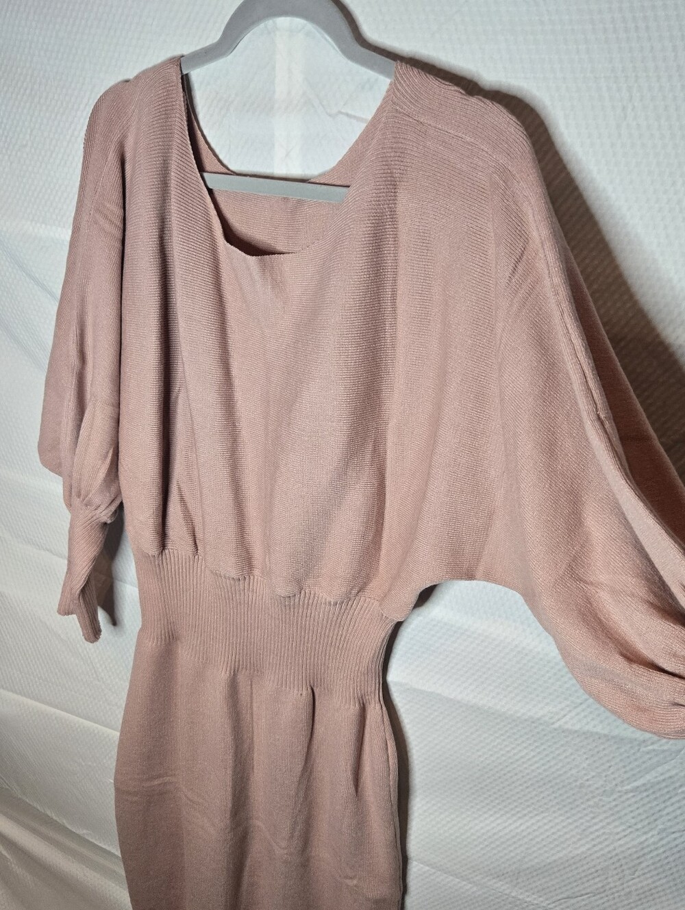 Women's Dusty Rose Slouchy Knit Dress - Elegant Sweater Midi